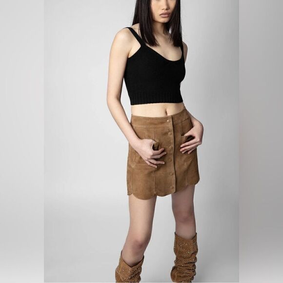 Zadig &Voltaire Jasia brown Suede mini skirt. 40. NWT - Picture 1 of 10